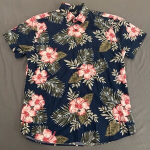 Express Navy Shirt with Pink Floral Design